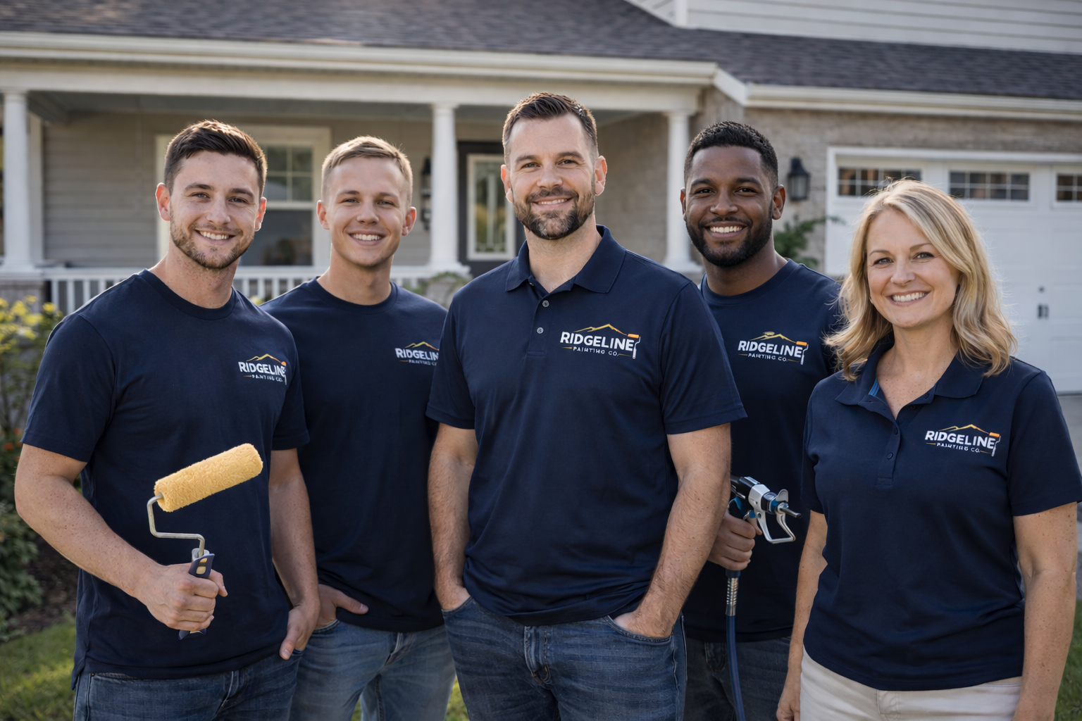 Ridgeline Painting Co. crew posing together in Waterloo Region